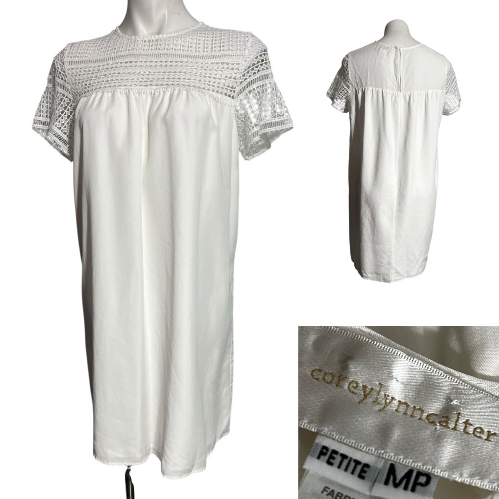 CoreyLynnCalter dress MP Ivory white Crochet neckline knee length casual Spring